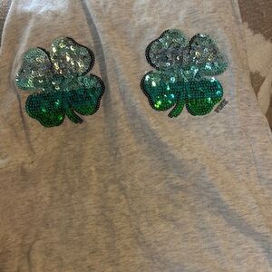 Gray Tank Top with Sequin Shamrocks
